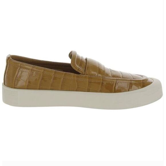 Vince Ghita Loafers 6 Croc Leather Gold Yellow Platform Slip On Comfort - Picture 2 of 10